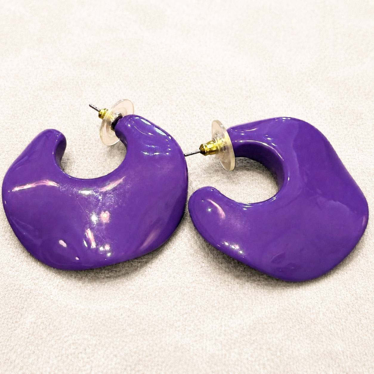 Violet Chunky Hoop Earrings