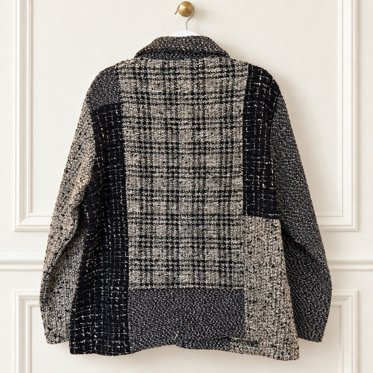 Chico’s Design Neutral Patchwork Bouclé Jacket | Size 3 / Approx. XL