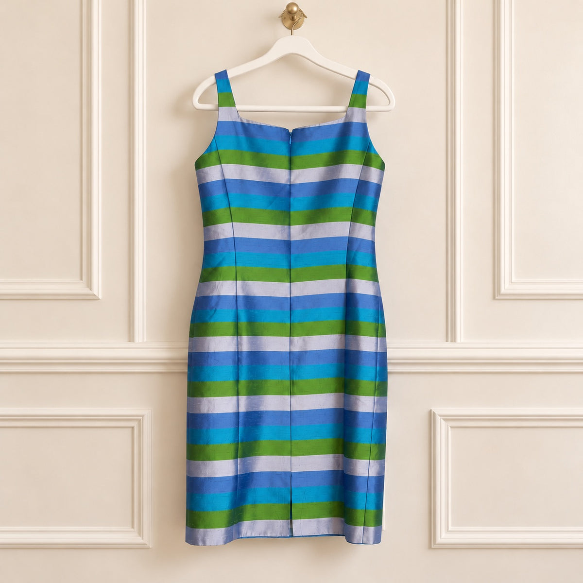 Chetta B Evening Vintage 100% Silk Stripe Dress