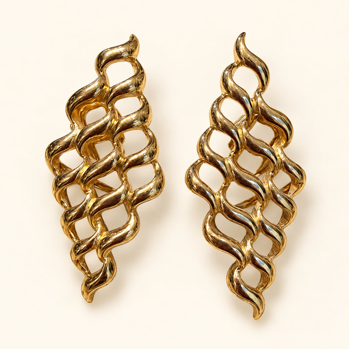 Gold-Tone Wavy Openwork Statement Earrings