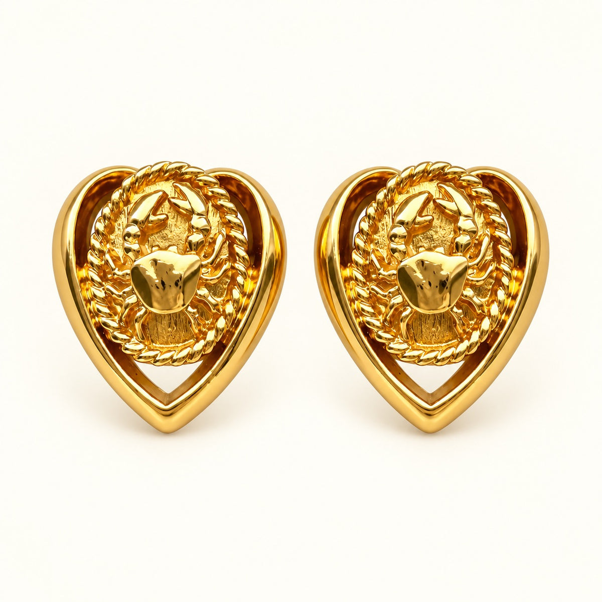 Vintage Gold Crab Earrings