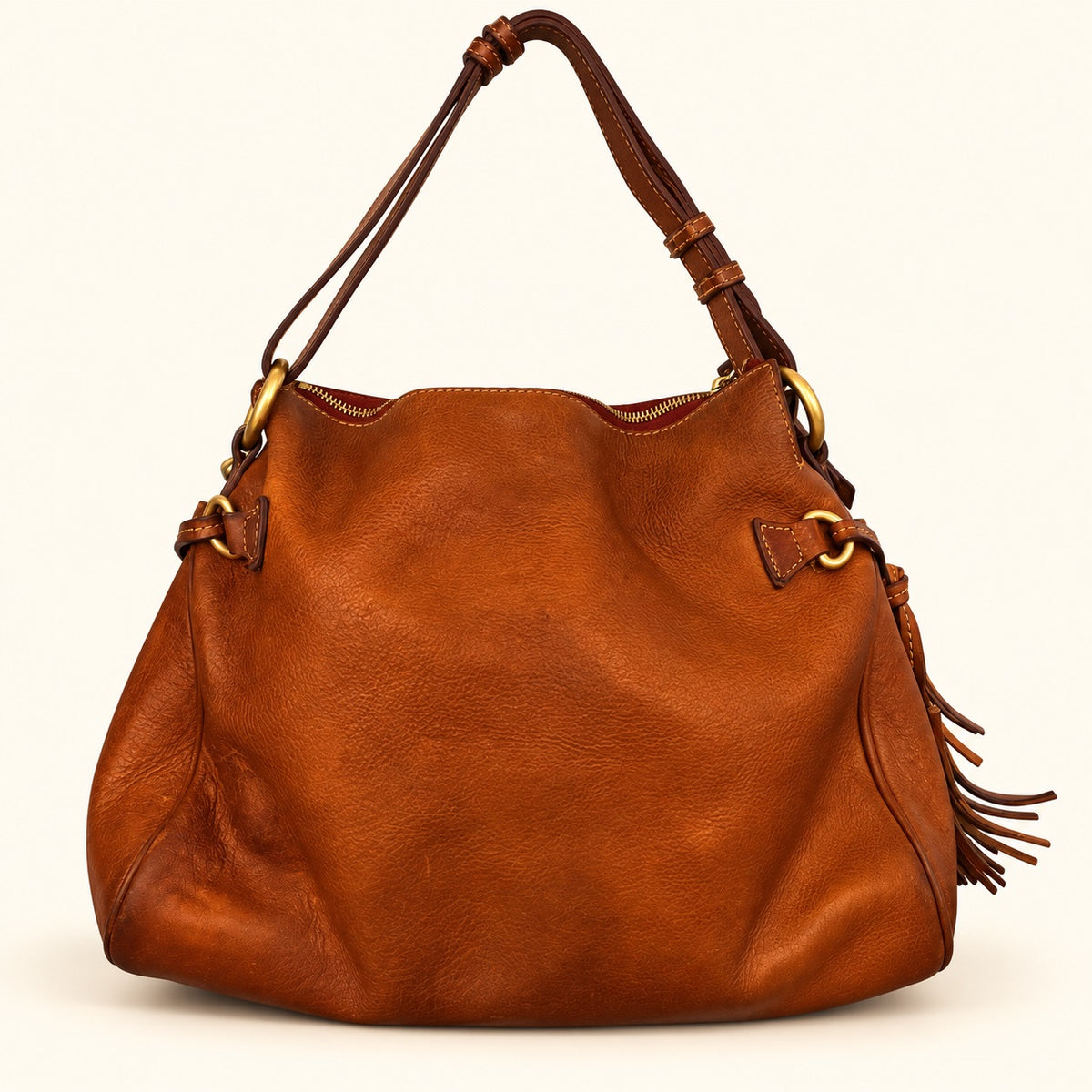 Dooney & Bourke Brown Leather Hobo Shoulder Bag