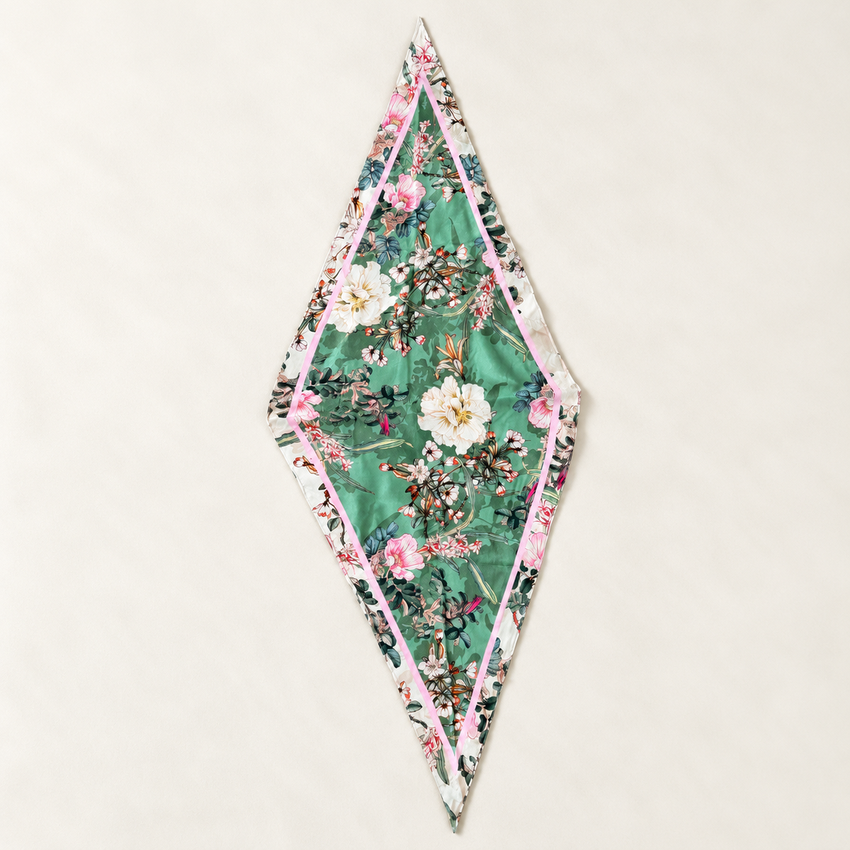 Green Botanical Floral Diamond Scarf
