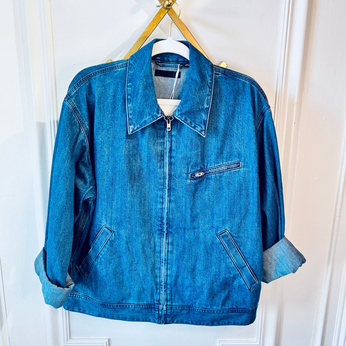 Uniqlo Zip-Up Blue Denim Blouson Jacket