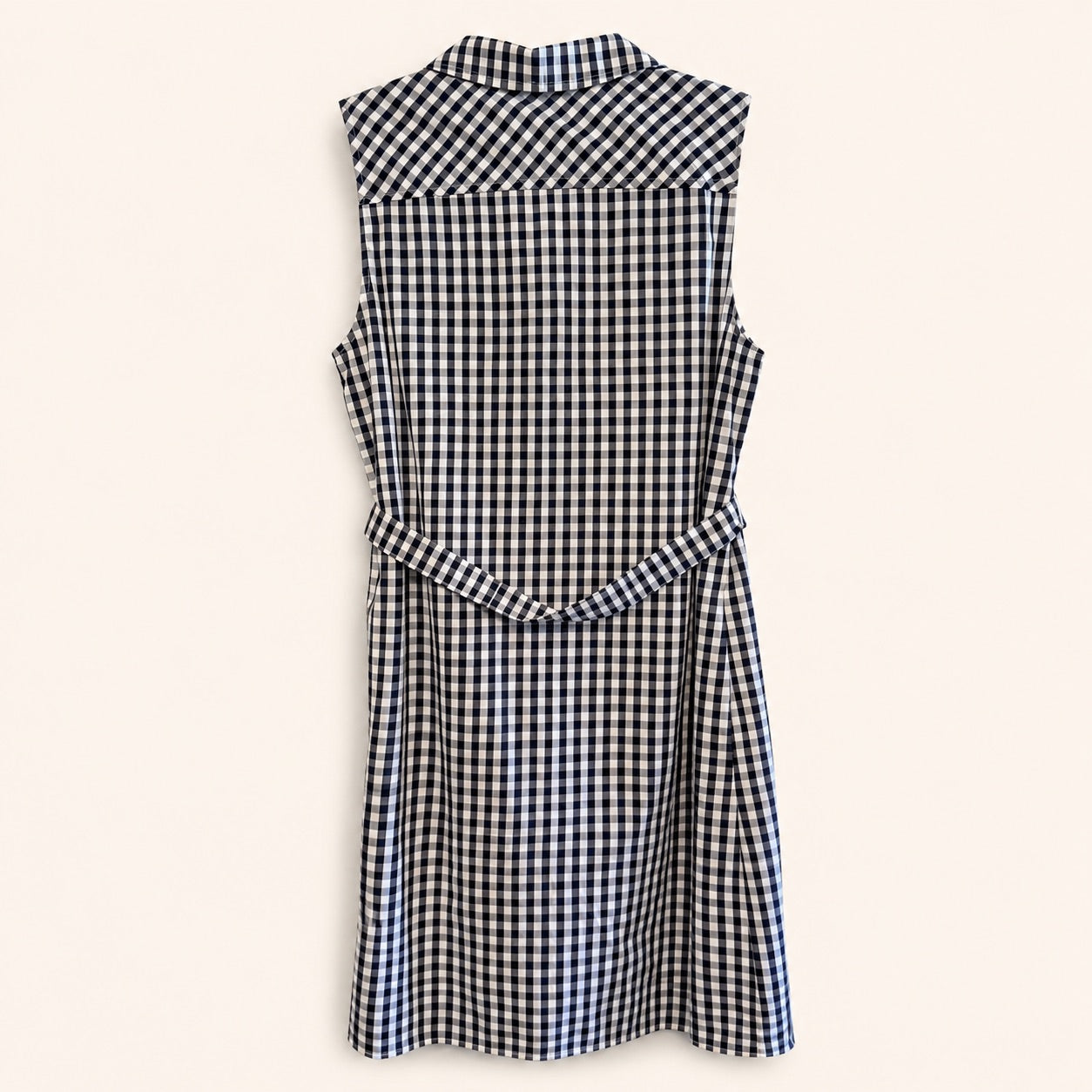 Tommy Hilfiger Navy & White Gingham Sleeveless Shirt Dress | Belted