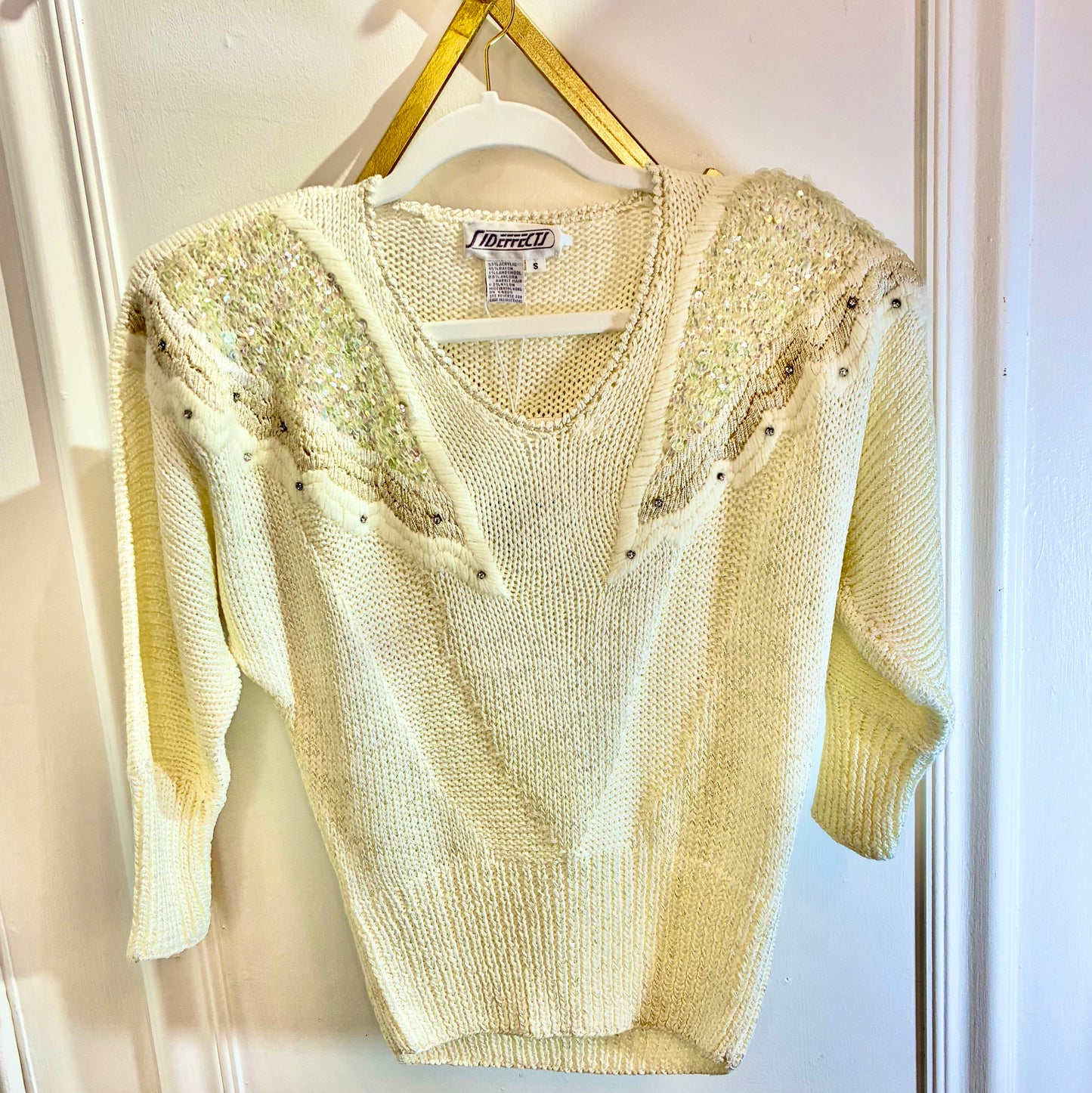 SideEffects Vintage Angora + Wool Sweater with Rhinestones