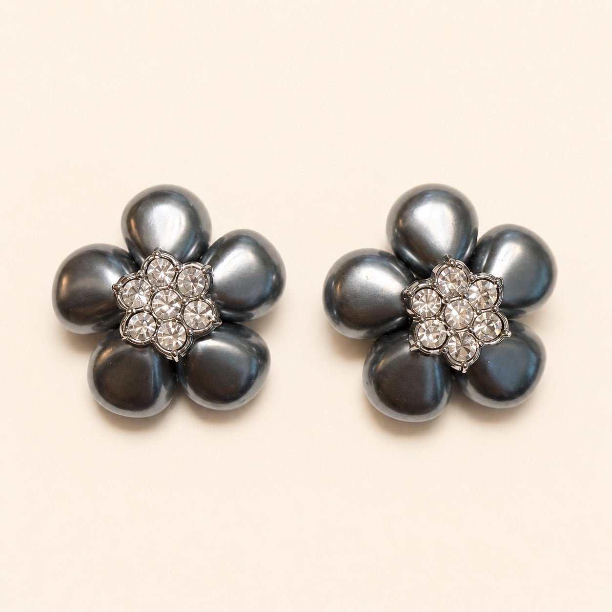 Gray Pearl Flower Avon Earrings
