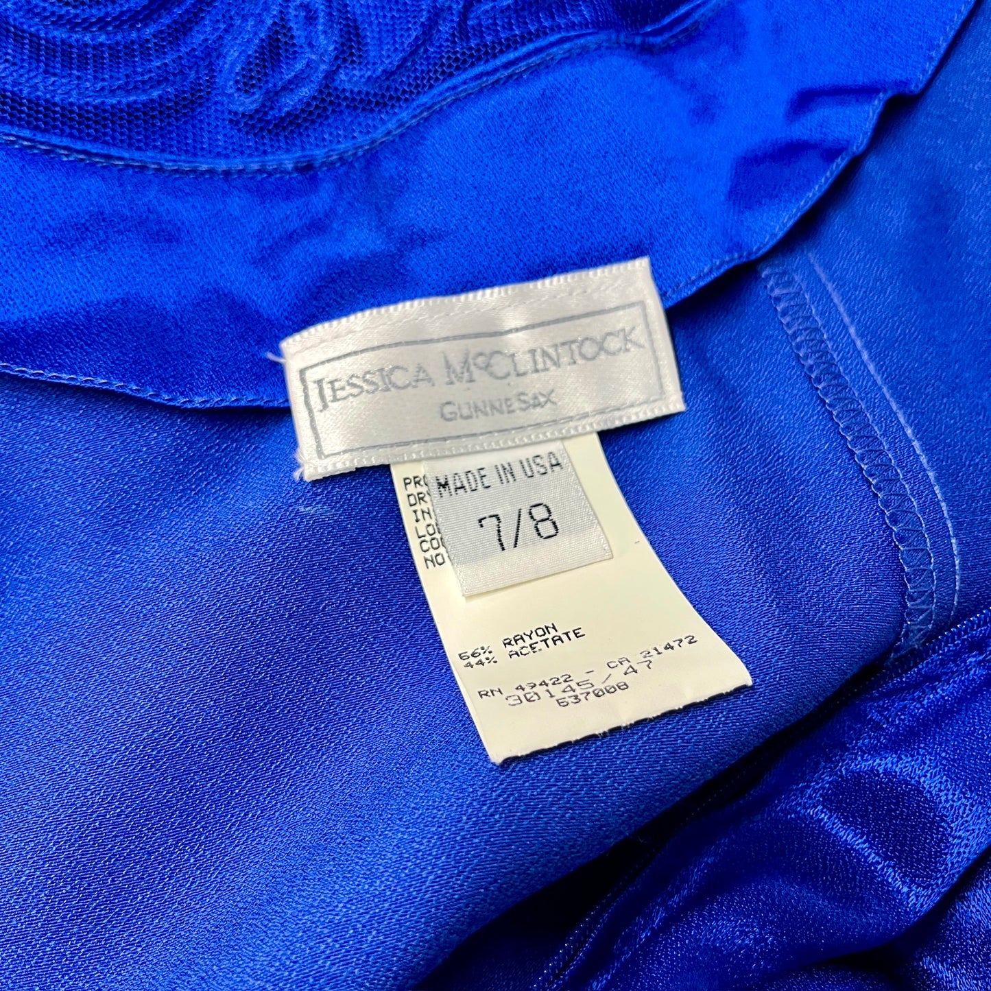 Gunne Sax | Jessica McClintock Royal Blue Satin Dress