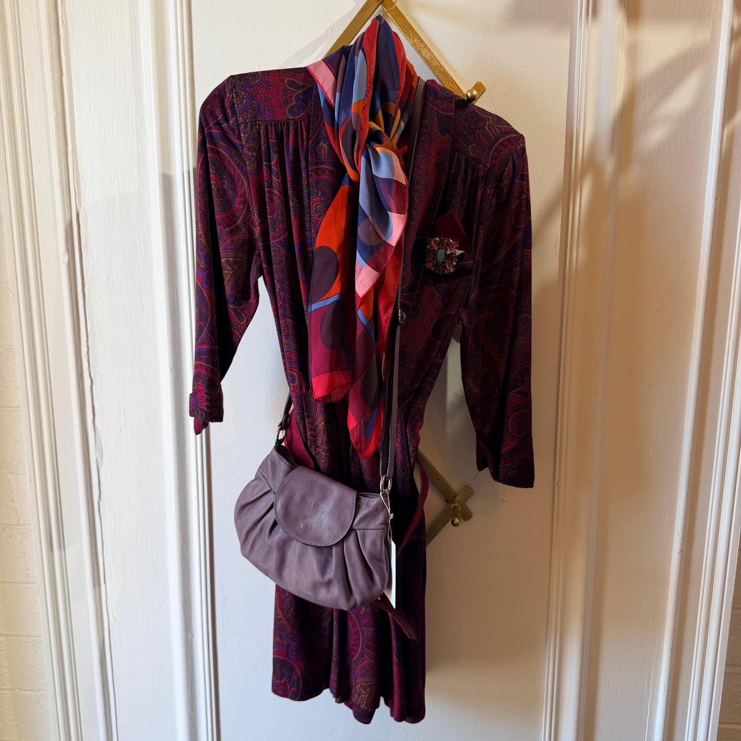 Vintage Vera Pelle Lavender Leather Shoulder Bag