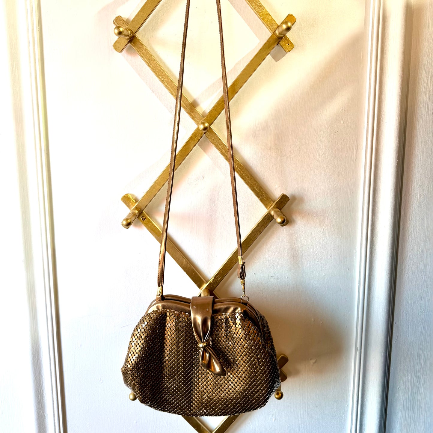 Vintage Gold Metallic Mesh Evening Bag
