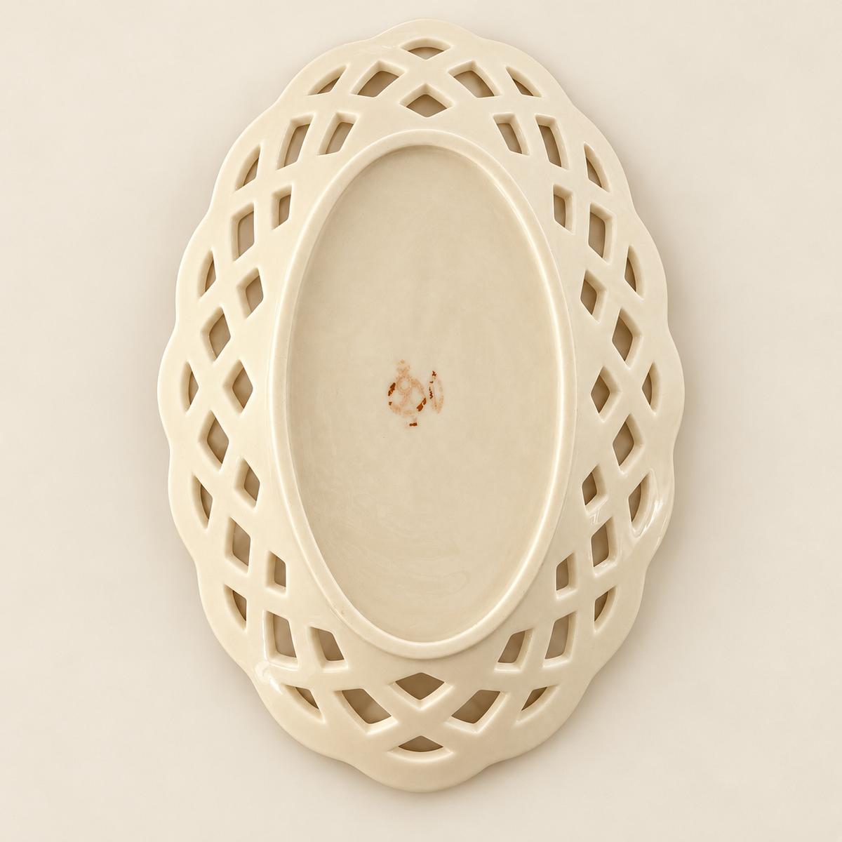 Vintage Lenox Ivory Lattice Oval Dish with Gold Trim