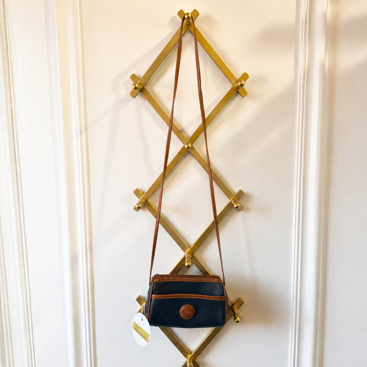 Vintage Metro Leather Navy & Brown Crossbody Bag