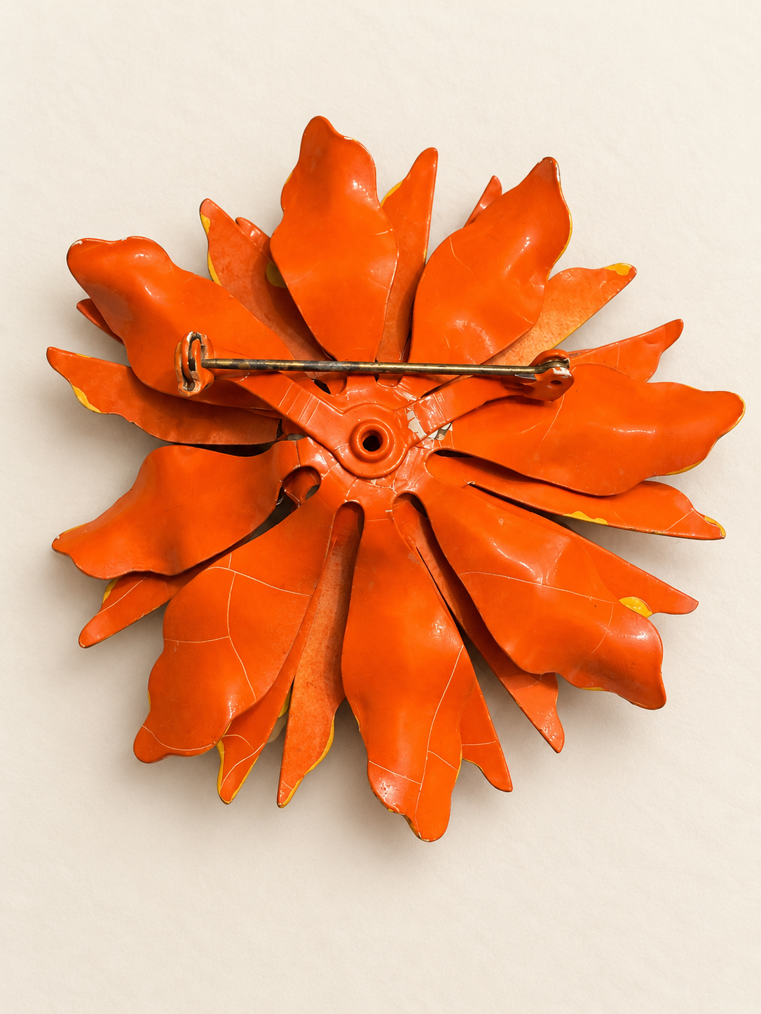 Coral Orange Layered Flower Brooch