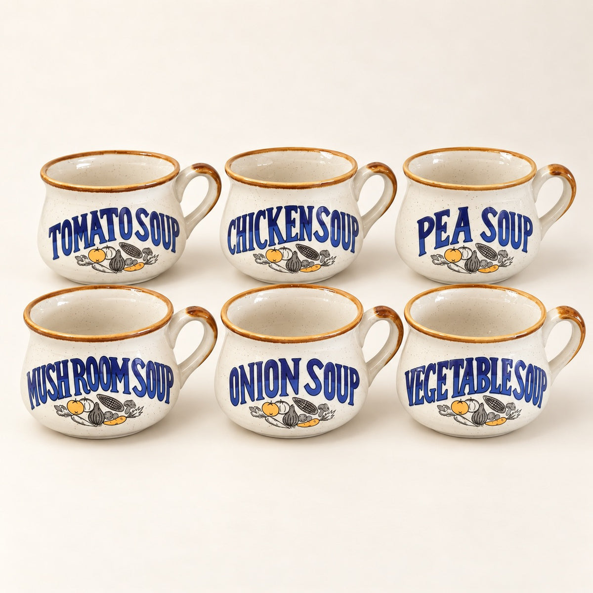 Vintage Festival Ceramic Soup Crocks | Set of 6