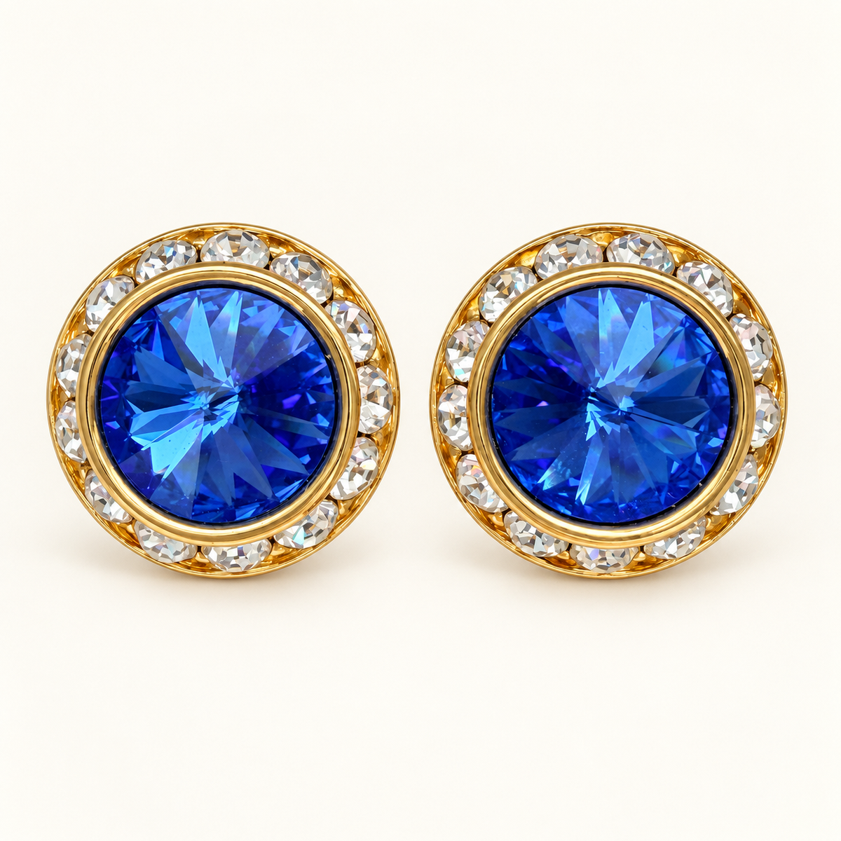 Vintage Avon Blue and Rhinestone Earrings