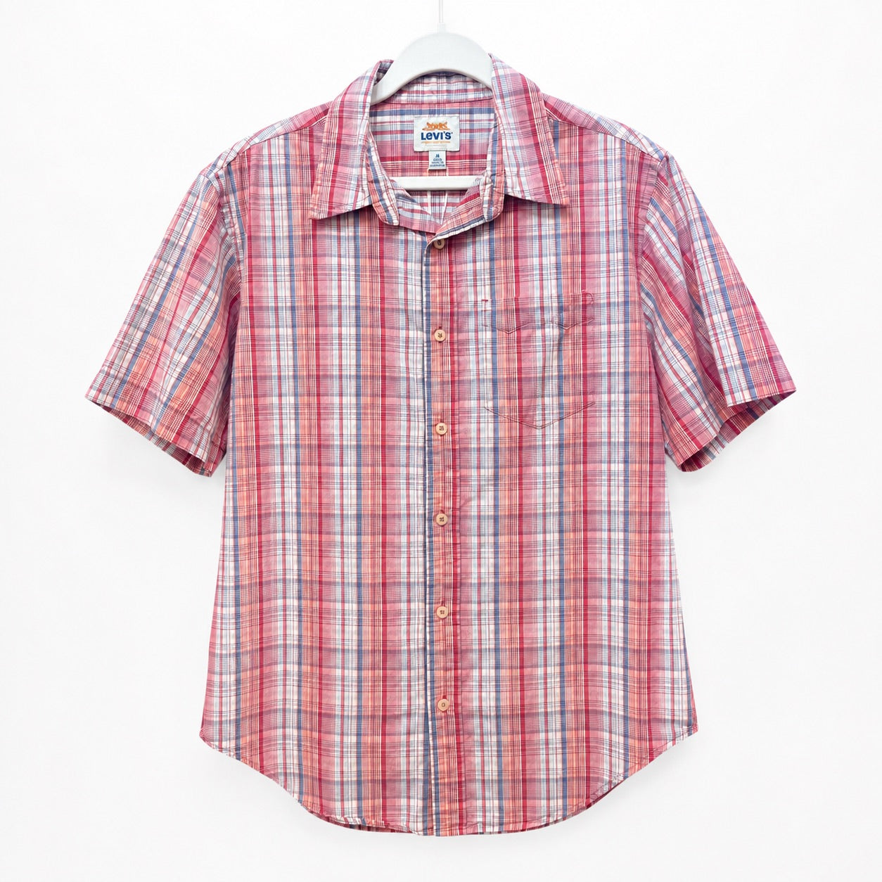 Levi’s Red Plaid Cotton Short Sleeve Button-Up Shirt | M