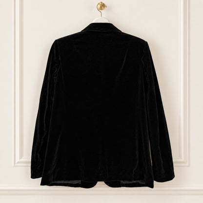 Vintage Sears The Fashion Place Black Cotton Velvet Blazer | Size 12