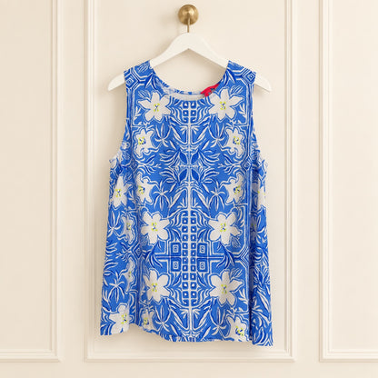 Lilly Pulitzer Lunar Blue My Flutter Half Sleeveless Blouse | Size Medium