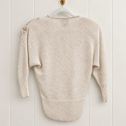 Side Effects Ivory Sequin and Rhinestone Sweater - Small