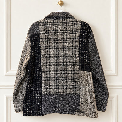 Chico’s Design Neutral Patchwork Bouclé Jacket | Size 3 / Approx. XL