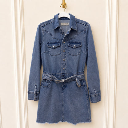 Idyllwind by Miranda Lambert Denim Western Shirt Dress | Belted Raw Hem