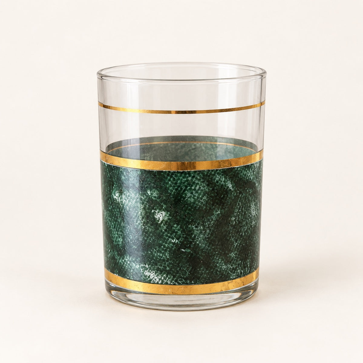 Vintage Culver Green Marble-Look & Gold Tumblers | Set of 4