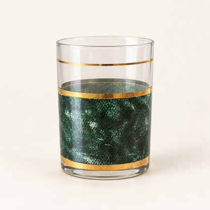 Vintage Culver Green Marble-Look & Gold Tumblers | Set of 4