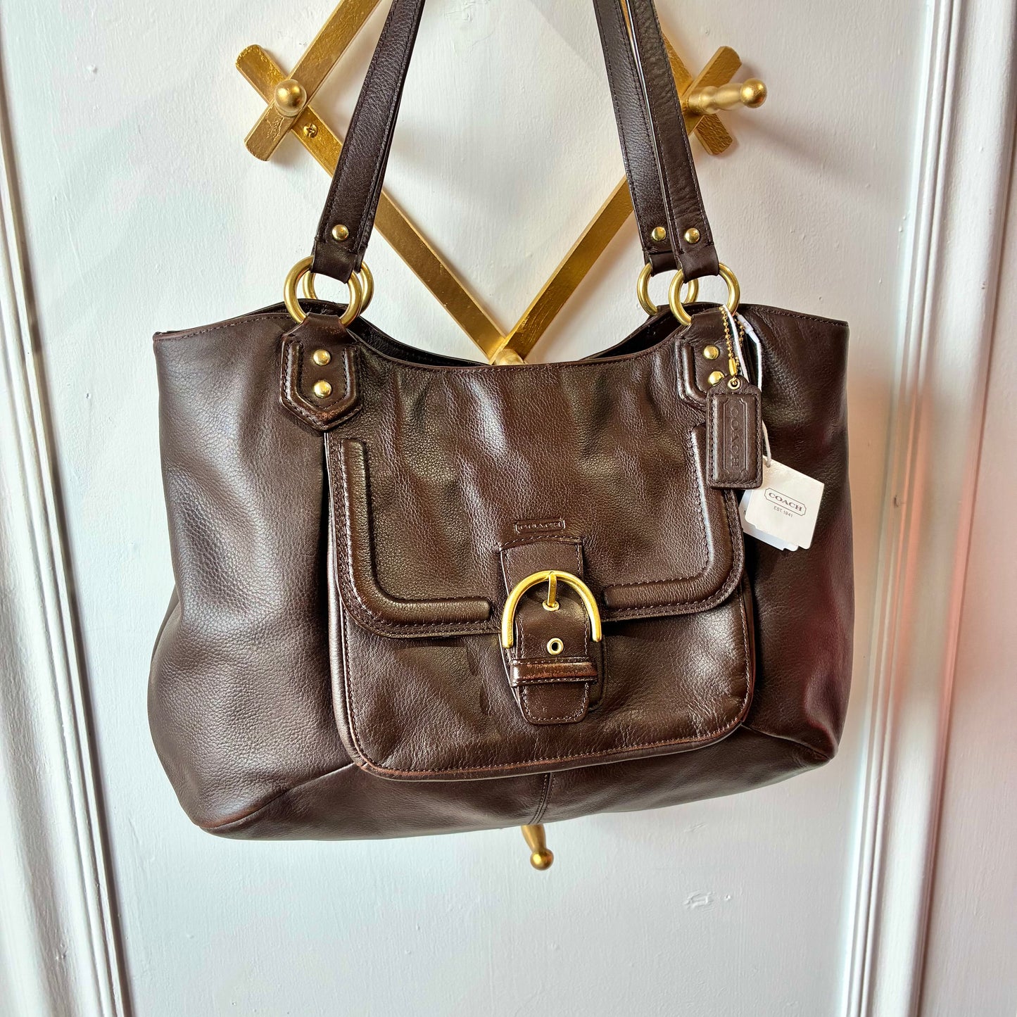 2013 COACH Campbell Leather Belle Carryall in Mahogany Style Number F24961