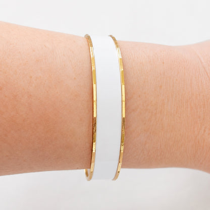 White Bangle with Gold Edge Bracelet