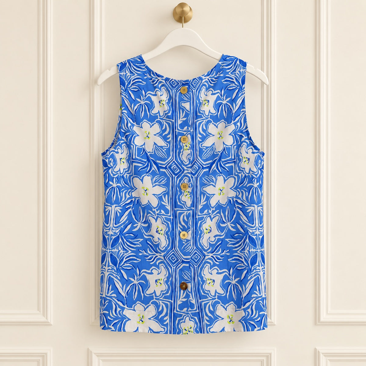 Lilly Pulitzer Lunar Blue My Flutter Half Sleeveless Blouse | Size Medium