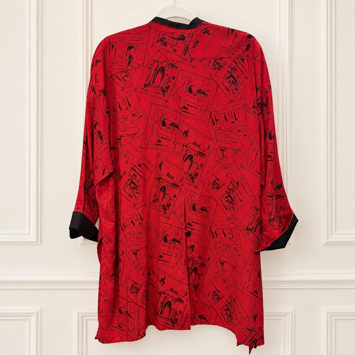 The Big Shirt by Carole Tomkins Red and Black Printed Shirt