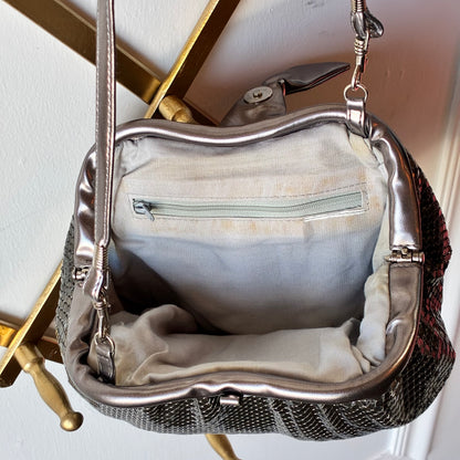 Vintage Silver Metallic Mesh Evening Bag