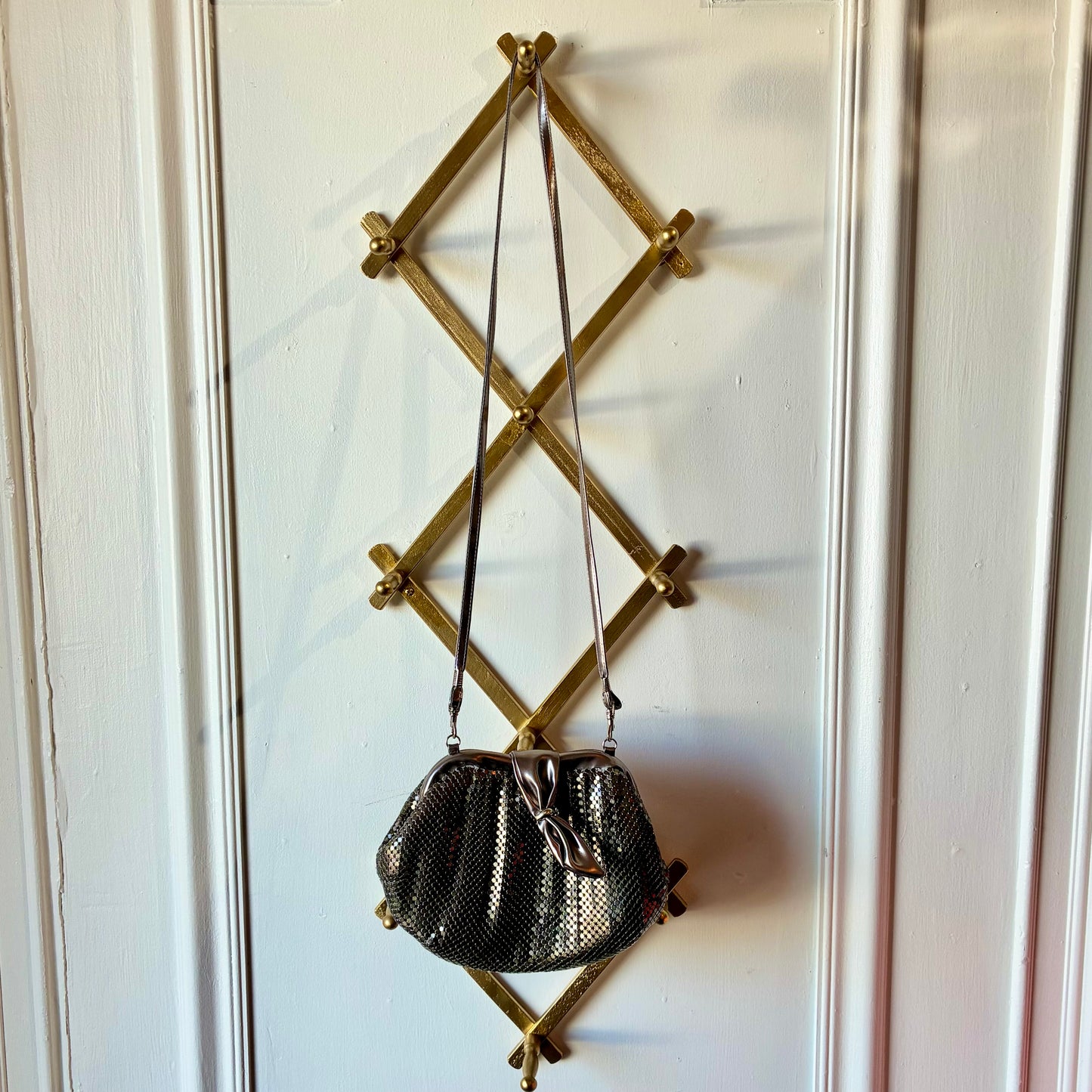 Vintage Silver Metallic Mesh Evening Bag