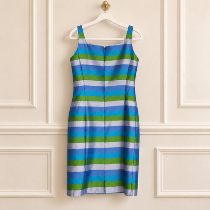 Chetta B Evening Vintage 100% Silk Stripe Dress