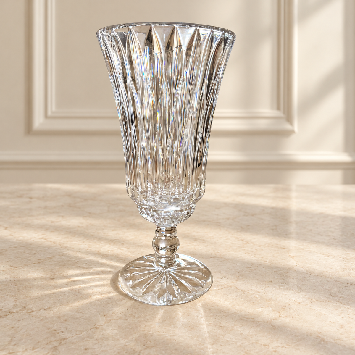 Fluted Glass Hurricane Candle Holders – Set of 2
