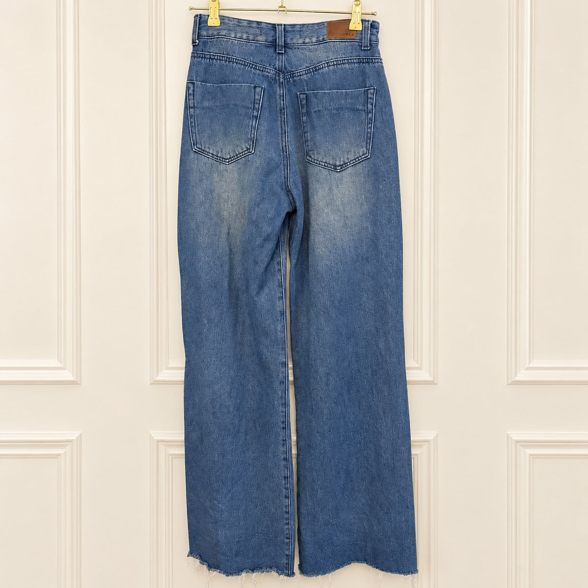 Lowla Distressed Wide-Leg Raw-Hem Jeans - Tagged Size 26