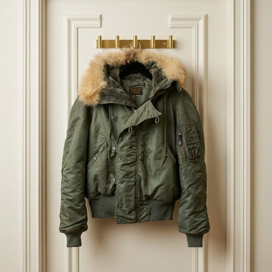 Vintage 1962 U.S. Military Issued USAF N-2B Flight Jacket Bomber with Real Fox Fur Collar