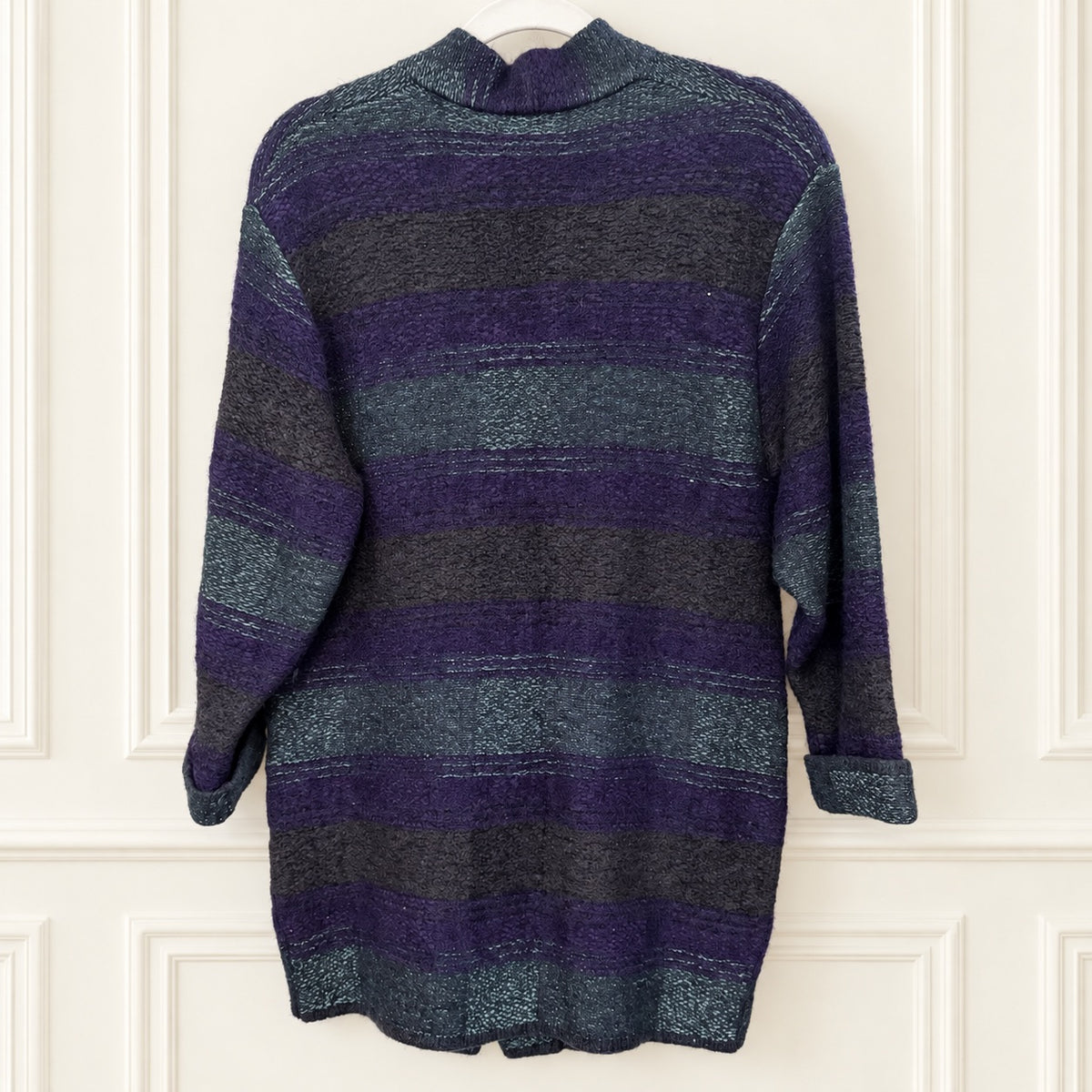 Italian Purple and Teal Striped Textured Knit Jacket