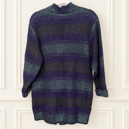Italian Purple and Teal Striped Textured Knit Jacket