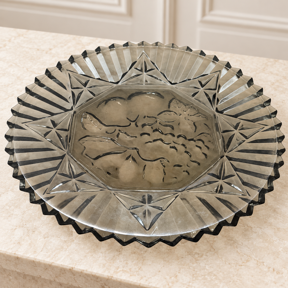 Federal Glass Pioneer Smoke Fruit Sandwich Plate - 11 Inch
