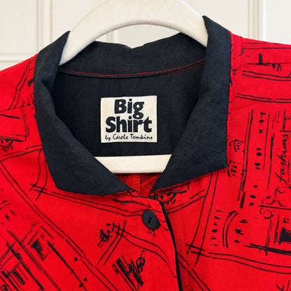 The Big Shirt by Carole Tomkins Red and Black Printed Shirt