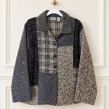 Chico’s Design Neutral Patchwork Bouclé Jacket | Size 3 / Approx. XL