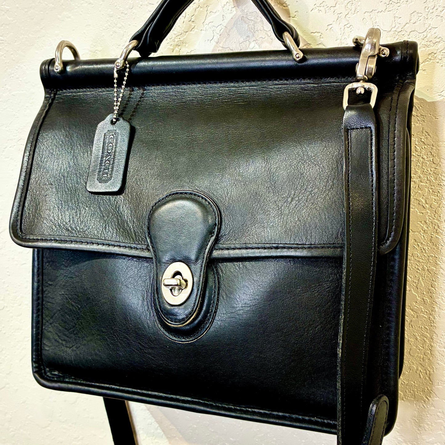 Vintage Coach Willis 1998 Style 9927 Black Leather Crossbody Satchel | USA Made Nickel Hardware