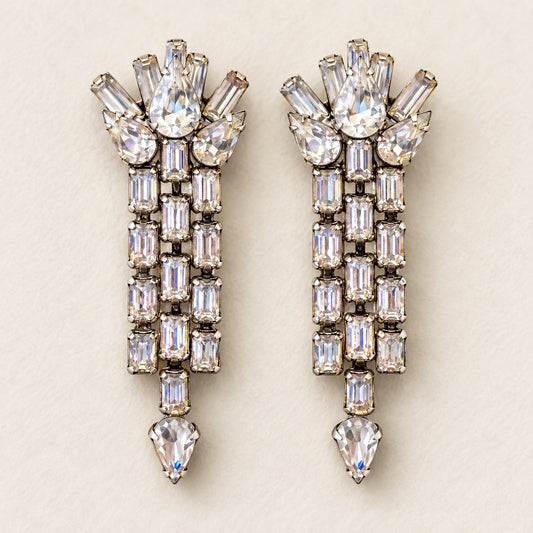 Rhinestone Chandelier Screw-Back Earrings