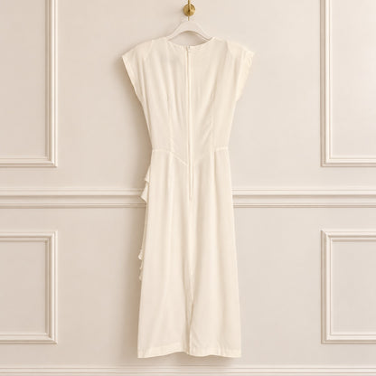 All That Jazz Vintage White Dress with Pink Flower