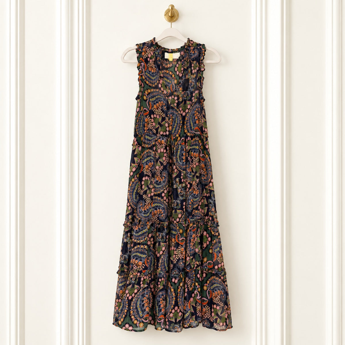 by Anthropologie Paisley Floral Tiered Maxi Dress | Size 0