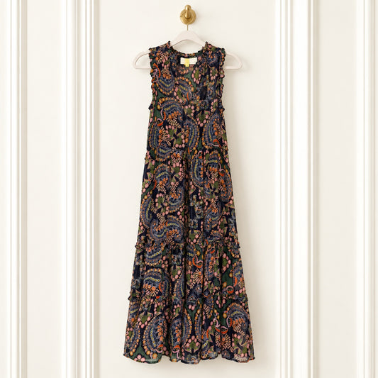 by Anthropologie Paisley Floral Tiered Maxi Dress | Size 0