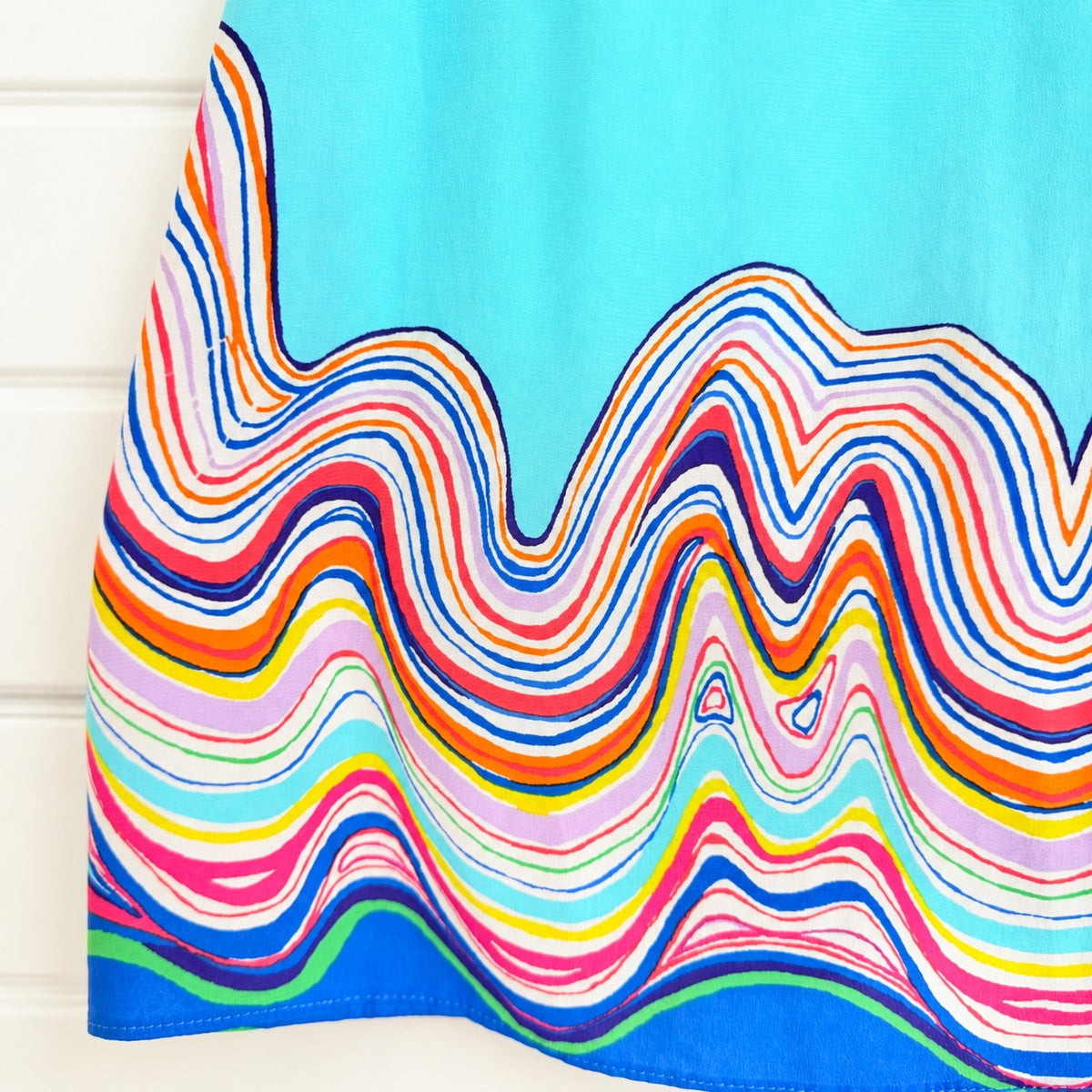 Lilly Pulitzer Logan Shorely Blue Wave Border Top | Size XS