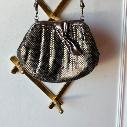 Vintage Silver Metallic Mesh Evening Bag