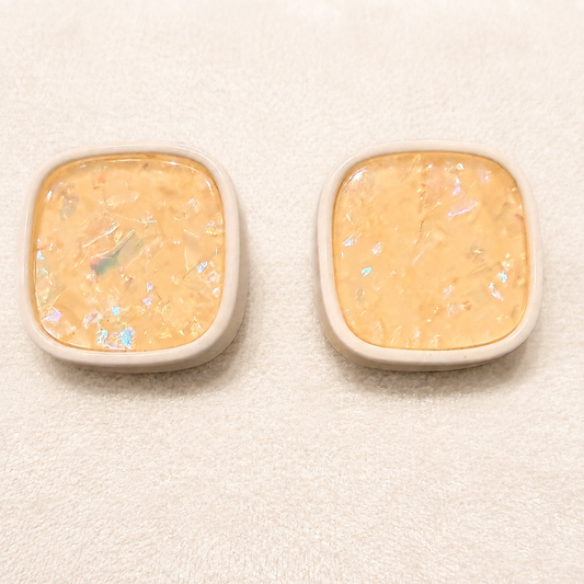 White Lucite Square Stud Earrings